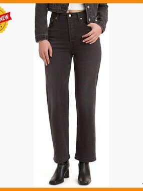 High Rise Straight Ankle Jeans, Button Fly, Classic Fit